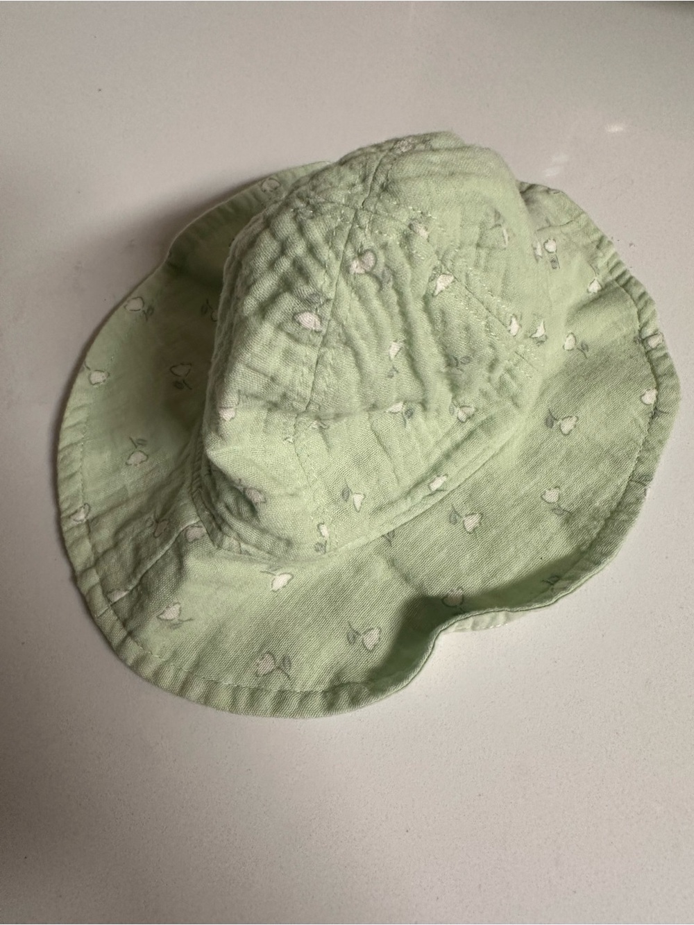 Carter's Mint Green Newborn Bucket Hat with White Flower Print